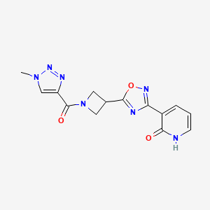 molecular formula C14H13N7O3 B2809206 3-(5-(1-(1-methyl-1H-1,2,3-triazole-4-carbonyl)azetidin-3-yl)-1,2,4-oxadiazol-3-yl)pyridin-2(1H)-one CAS No. 1396750-25-6