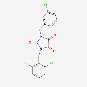 molecular formula C17H11Cl3N2O3 B2809214 1-[(3-Chlorophenyl)methyl]-3-[(2,6-dichlorophenyl)methyl]imidazolidine-2,4,5-trione CAS No. 341967-22-4
