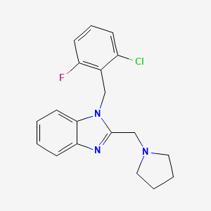 molecular formula C19H19ClFN3 B2809216 1-(2-chloro-6-fluorobenzyl)-2-(pyrrolidin-1-ylmethyl)-1H-benzimidazole CAS No. 872588-64-2