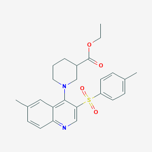 molecular formula C25H28N2O4S B2809222 Ethyl 1-[6-methyl-3-(4-methylbenzenesulfonyl)quinolin-4-yl]piperidine-3-carboxylate CAS No. 872208-42-9