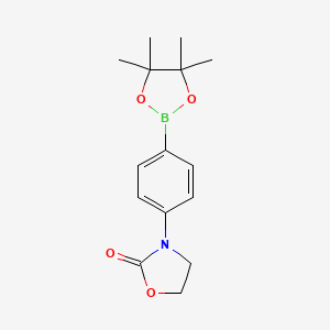 molecular formula C15H20BNO4 B2809223 3-[4-(4,4,5,5-Tetramethyl-1,3,2-dioxaborolan-2-yl)phenyl]-1,3-oxazolidin-2-one CAS No. 1346253-82-4