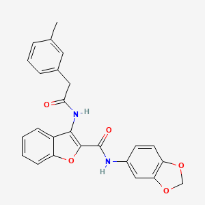 molecular formula C25H20N2O5 B2809252 N-(benzo[d][1,3]dioxol-5-yl)-3-(2-(m-tolyl)acetamido)benzofuran-2-carboxamide CAS No. 888463-16-9