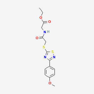 molecular formula C15H17N3O4S2 B2809260 Ethyl 2-[[2-[[3-(4-methoxyphenyl)-1,2,4-thiadiazol-5-yl]sulfanyl]acetyl]amino]acetate CAS No. 864922-61-2