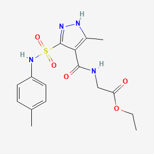 molecular formula C16H20N4O5S B2809281 ethyl 2-({3-methyl-5-[(4-methylphenyl)sulfamoyl]-1H-pyrazol-4-yl}formamido)acetate CAS No. 1239233-23-8