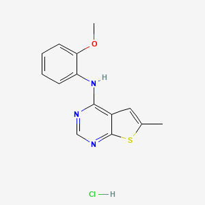 molecular formula C14H14ClN3OS B2809298 N-(2-methoxyphenyl)-6-methylthieno[2,3-d]pyrimidin-4-amine hydrochloride CAS No. 1049793-17-0