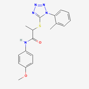 molecular formula C18H19N5O2S B2809306 N-(4-methoxyphenyl)-2-{[1-(2-methylphenyl)-1H-tetrazol-5-yl]sulfanyl}propanamide CAS No. 887346-83-0