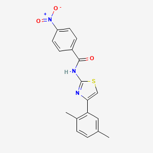 molecular formula C18H15N3O3S B2809307 N-[4-(2,5-dimethylphenyl)-1,3-thiazol-2-yl]-4-nitrobenzamide CAS No. 313500-33-3