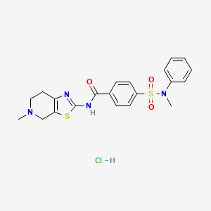 molecular formula C21H23ClN4O3S2 B2809309 N-(5-methyl-4,5,6,7-tetrahydrothiazolo[5,4-c]pyridin-2-yl)-4-(N-methyl-N-phenylsulfamoyl)benzamide hydrochloride CAS No. 1184964-96-2