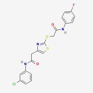 molecular formula C19H15ClFN3O2S2 B2809310 N-(3-chlorophenyl)-2-(2-((2-((4-fluorophenyl)amino)-2-oxoethyl)thio)thiazol-4-yl)acetamide CAS No. 941874-29-9
