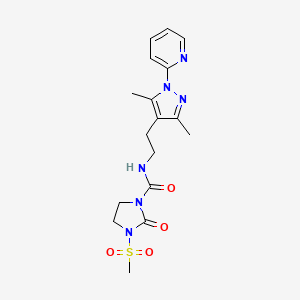 molecular formula C17H22N6O4S B2809334 N-(2-(3,5-dimethyl-1-(pyridin-2-yl)-1H-pyrazol-4-yl)ethyl)-3-(methylsulfonyl)-2-oxoimidazolidine-1-carboxamide CAS No. 2034481-72-4