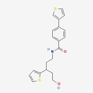 molecular formula C20H21NO2S2 B2809347 N-(5-hydroxy-3-(thiophen-2-yl)pentyl)-4-(thiophen-3-yl)benzamide CAS No. 2034563-88-5
