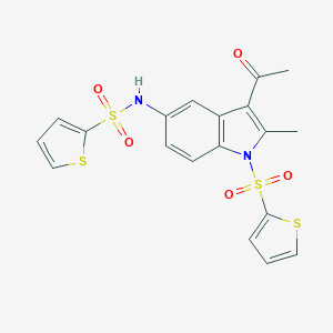 molecular formula C19H16N2O5S4 B280935 N-[3-ACETYL-2-METHYL-1-(THIOPHENE-2-SULFONYL)-1H-INDOL-5-YL]THIOPHENE-2-SULFONAMIDE 