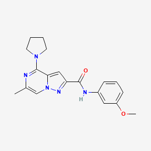 molecular formula C19H21N5O2 B2809354 N-(3-methoxyphenyl)-6-methyl-4-(pyrrolidin-1-yl)pyrazolo[1,5-a]pyrazine-2-carboxamide CAS No. 1775493-73-6