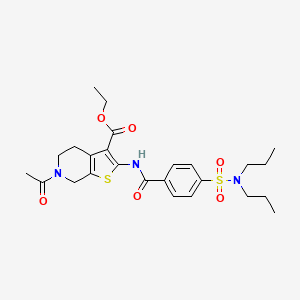 molecular formula C25H33N3O6S2 B2809359 ethyl 6-acetyl-2-[4-(dipropylsulfamoyl)benzamido]-4H,5H,6H,7H-thieno[2,3-c]pyridine-3-carboxylate CAS No. 449769-33-9