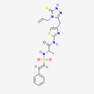 molecular formula C20H22N6O3S3 B2809364 2-[[(E)-2-Phenylethenyl]sulfonylamino]-N-[4-[(4-prop-2-enyl-5-sulfanylidene-1H-1,2,4-triazol-3-yl)methyl]-1,3-thiazol-2-yl]propanamide CAS No. 1214873-92-3