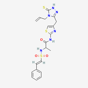 2-[[(E)-2-Phenylethenyl]sulfonylamino]-N-[4-[(4-prop-2-enyl-5-sulfanylidene-1H-1,2,4-triazol-3-yl)methyl]-1,3-thiazol-2-yl]propanamide