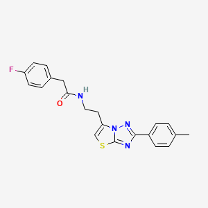 2-(4-fluorophenyl)-N-(2-(2-(p-tolyl)thiazolo[3,2-b][1,2,4]triazol-6-yl)ethyl)acetamide