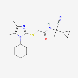 molecular formula C19H28N4OS B2809405 N-(1-cyano-1-cyclopropylethyl)-2-[(1-cyclohexyl-4,5-dimethyl-1H-imidazol-2-yl)sulfanyl]acetamide CAS No. 1286596-57-3