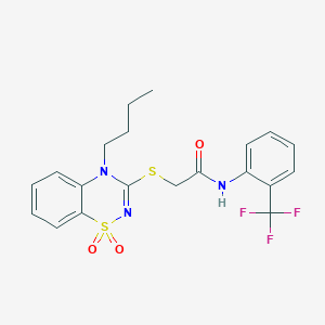 B2809406 2-((4-butyl-1,1-dioxido-4H-benzo[e][1,2,4]thiadiazin-3-yl)thio)-N-(2-(trifluoromethyl)phenyl)acetamide CAS No. 893790-02-8