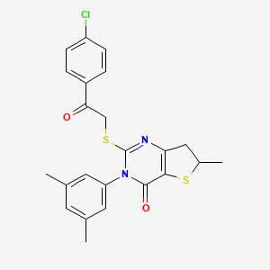2-[2-(4-Chlorophenyl)-2-oxoethyl]sulfanyl-3-(3,5-dimethylphenyl)-6-methyl-6,7-dihydrothieno[3,2-d]pyrimidin-4-one