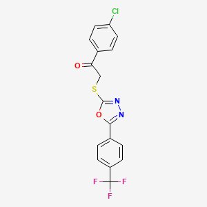 1-(4-Chlorophenyl)-2-({5-[4-(trifluoromethyl)phenyl]-1,3,4-oxadiazol-2-yl}sulfanyl)-1-ethanone