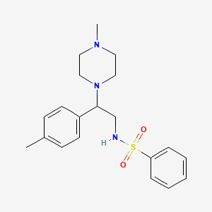 molecular formula C20H27N3O2S B2809448 N-[2-(4-methylphenyl)-2-(4-methylpiperazin-1-yl)ethyl]benzenesulfonamide CAS No. 898451-40-6