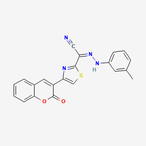 (Z)-4-(2-oxo-2H-chromen-3-yl)-N'-(m-tolyl)thiazole-2-carbohydrazonoyl cyanide