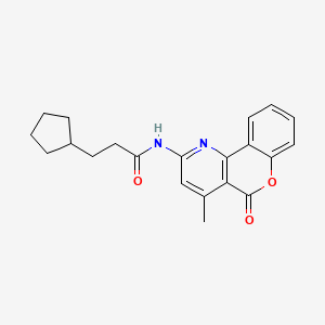 3-cyclopentyl-N-(4-methyl-5-oxochromeno[4,3-b]pyridin-2-yl)propanamide
