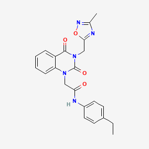 molecular formula C22H21N5O4 B2809492 N-(4-ethylphenyl)-2-(3-((3-methyl-1,2,4-oxadiazol-5-yl)methyl)-2,4-dioxo-3,4-dihydroquinazolin-1(2H)-yl)acetamide CAS No. 941977-72-6