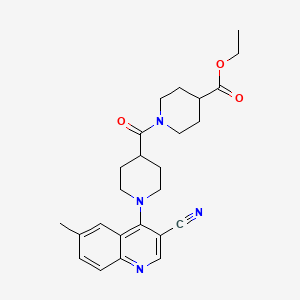 Ethyl 1-(1-(3-cyano-6-methylquinolin-4-yl)piperidine-4-carbonyl)piperidine-4-carboxylate