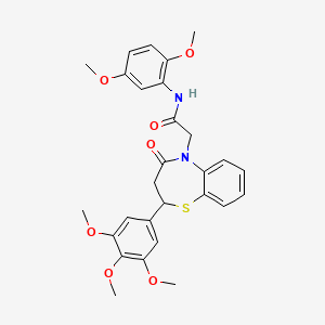N-(2,5-dimethoxyphenyl)-2-(4-oxo-2-(3,4,5-trimethoxyphenyl)-3,4-dihydrobenzo[b][1,4]thiazepin-5(2H)-yl)acetamide
