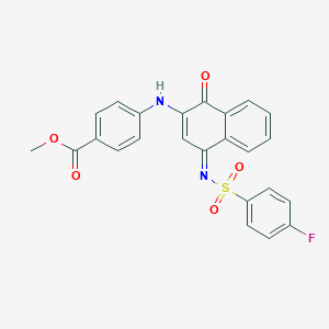 molecular formula C24H17FN2O5S B280954 METHYL 4-{[(4Z)-4-[(4-FLUOROBENZENESULFONYL)IMINO]-1-OXO-1,4-DIHYDRONAPHTHALEN-2-YL]AMINO}BENZOATE 