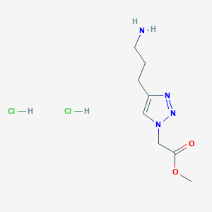 molecular formula C8H16Cl2N4O2 B2809544 Methyl 2-(4-(3-aminopropyl)-1H-1,2,3-triazol-1-yl)acetate dihydrochloride CAS No. 2155855-55-1