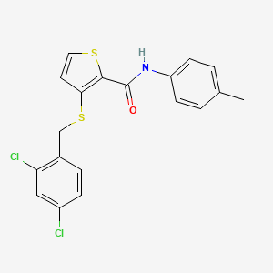 molecular formula C19H15Cl2NOS2 B2809551 3-[(2,4-dichlorobenzyl)sulfanyl]-N-(4-methylphenyl)-2-thiophenecarboxamide CAS No. 251097-49-1