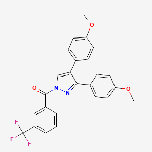 molecular formula C25H19F3N2O3 B2809553 [3,4-Bis(4-methoxyphenyl)pyrazol-1-yl]-[3-(trifluoromethyl)phenyl]methanone CAS No. 956356-50-6