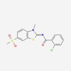 molecular formula C16H13ClN2O3S2 B2809555 (Z)-2-chloro-N-(3-methyl-6-(methylsulfonyl)benzo[d]thiazol-2(3H)-ylidene)benzamide CAS No. 683237-41-4