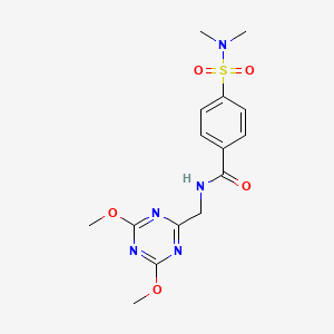 molecular formula C15H19N5O5S B2809562 N-((4,6-二甲氧-1,3,5-三嗪-2-基)甲基)-4-(N,N-二甲基磺酰)苯甲酰胺 CAS No. 2034275-56-2
