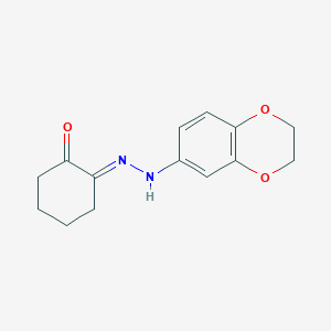 molecular formula C14H16N2O3 B2809567 (2E)-2-(2,3-dihydro-1,4-benzodioxin-6-ylhydrazinylidene)cyclohexan-1-one CAS No. 339101-62-1