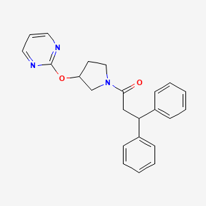 molecular formula C23H23N3O2 B2809571 3,3-Diphenyl-1-(3-(pyrimidin-2-yloxy)pyrrolidin-1-yl)propan-1-one CAS No. 2034620-17-0