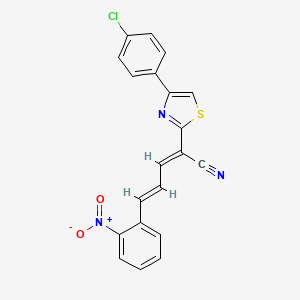 molecular formula C20H12ClN3O2S B2809572 (2E,4E)-2-[4-(4-chlorophenyl)-1,3-thiazol-2-yl]-5-(2-nitrophenyl)penta-2,4-dienenitrile CAS No. 476675-29-3