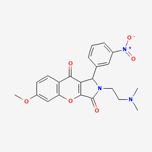 molecular formula C22H21N3O6 B2809575 2-(2-(Dimethylamino)ethyl)-6-methoxy-1-(3-nitrophenyl)-1,2-dihydrochromeno[2,3-c]pyrrole-3,9-dione CAS No. 886153-85-1