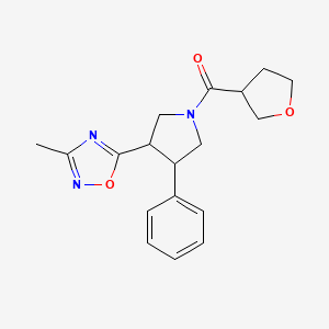 molecular formula C18H21N3O3 B2809576 (3-(3-Methyl-1,2,4-oxadiazol-5-yl)-4-phenylpyrrolidin-1-yl)(tetrahydrofuran-3-yl)methanone CAS No. 1903248-93-0