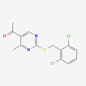 molecular formula C14H12Cl2N2OS B2809578 1-{2-[(2,6-Dichlorobenzyl)sulfanyl]-4-methyl-5-pyrimidinyl}-1-ethanone CAS No. 383147-97-5