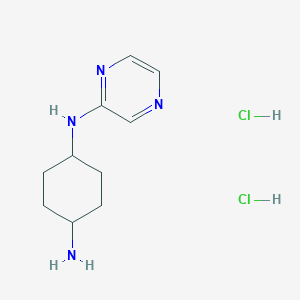 molecular formula C10H18Cl2N4 B2809581 (1R*,4R*)-1-N-(Pyrazin-2-yl)cyclohexane-1,4-diamine dihydrochloride CAS No. 1365968-52-0