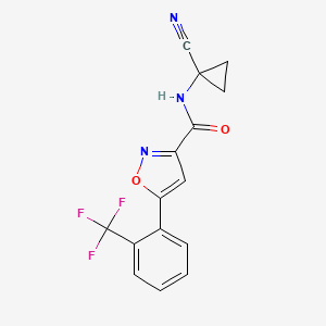 molecular formula C15H10F3N3O2 B2809585 N-(1-cyanocyclopropyl)-5-[2-(trifluoromethyl)phenyl]-1,2-oxazole-3-carboxamide CAS No. 2094696-34-9