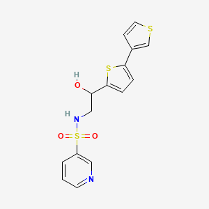 molecular formula C15H14N2O3S3 B2809588 N-(2-([2,3'-bithiophen]-5-yl)-2-hydroxyethyl)pyridine-3-sulfonamide CAS No. 2194965-61-0