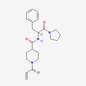 molecular formula C22H29N3O3 B2809591 N-(1-Oxo-3-phenyl-1-pyrrolidin-1-ylpropan-2-yl)-1-prop-2-enoylpiperidine-4-carboxamide CAS No. 2361677-60-1
