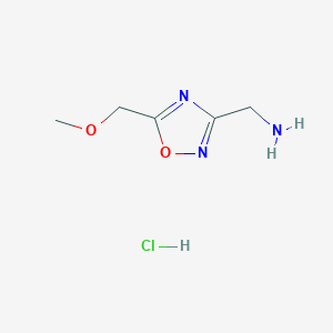 molecular formula C5H10ClN3O2 B2809592 (5-(Methoxymethyl)-1,2,4-oxadiazol-3-yl)methanamine hydrochloride CAS No. 2138533-82-9