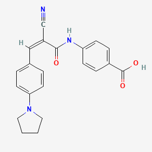molecular formula C21H19N3O3 B2809593 4-[[(Z)-2-Cyano-3-(4-pyrrolidin-1-ylphenyl)prop-2-enoyl]amino]benzoic acid CAS No. 1111468-86-0