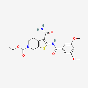 molecular formula C20H23N3O6S B2809596 ethyl 3-carbamoyl-2-(3,5-dimethoxybenzamido)-4,5-dihydrothieno[2,3-c]pyridine-6(7H)-carboxylate CAS No. 864925-67-7
